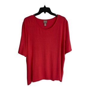 Chicos Womens Shirt Adult Size 3=xl Muted Red Stretch Short Sleeve Blouse Top